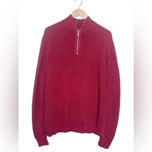 EXPRESS mens ribbed quarter zip pullover red sweater